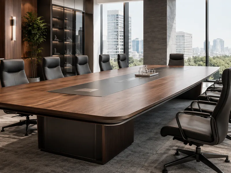 Professional conference room with a large meeting table